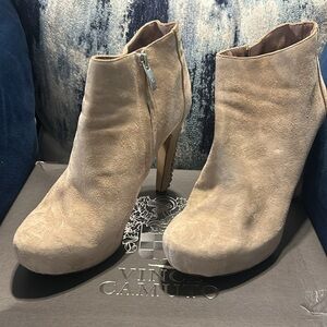 Used/Beige Suede Vince Camuto high heel shoe Bootie